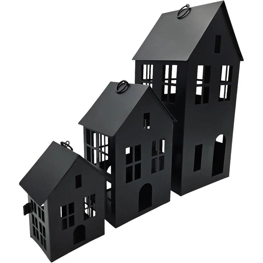 Haus Metall schwarz Dekoration meinposten 3 Set Laternen Windlicht
