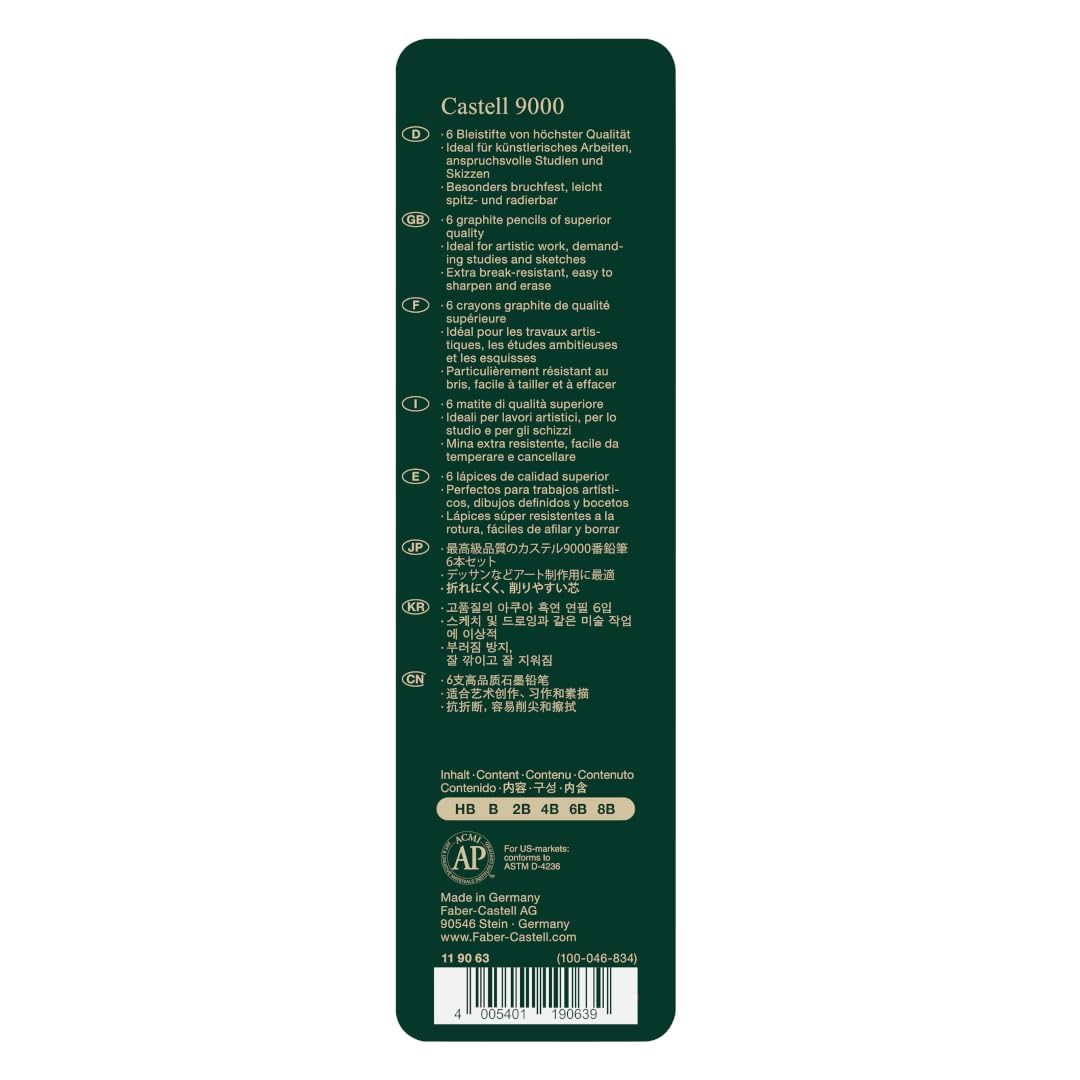 Faber Castell Bleistiftset Castell 9000 Grün 6er Etui Präzision