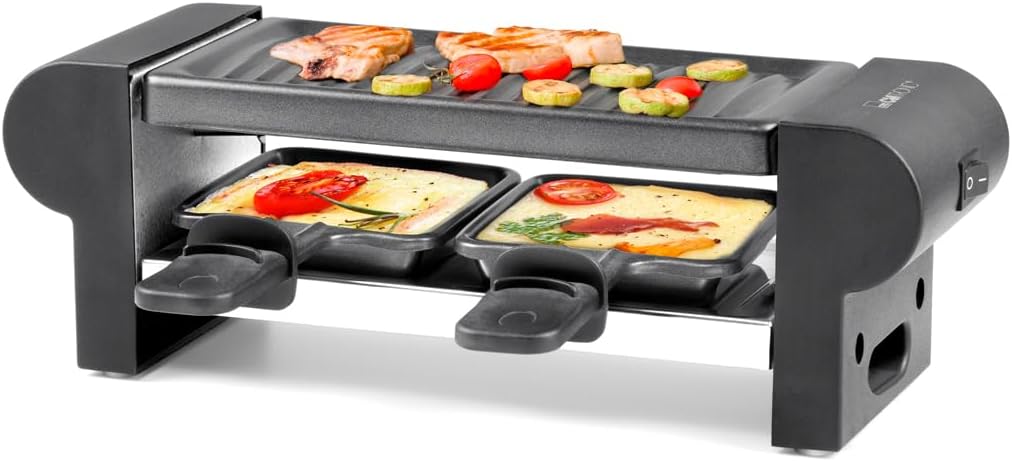 Kompakter 2 Personen Raclette Grill mit Antihaftbeschichtung