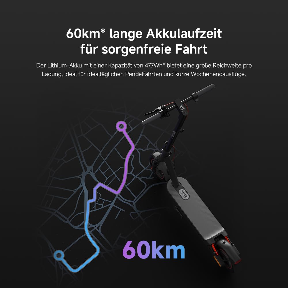 Xiaomi 5 Max E-Scooter mit Straßenzulassung (max. 20km/h, bis zu 60km Reichweite & 22% Steigung, Federung vorne & hinten, 10" Luftreifen, Blinker, Dual-Bremssystem, Traktionskontroll-System, App)