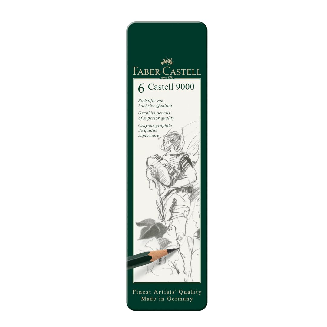 Faber Castell Bleistiftset Castell 9000 Grün 6er Etui Präzision
