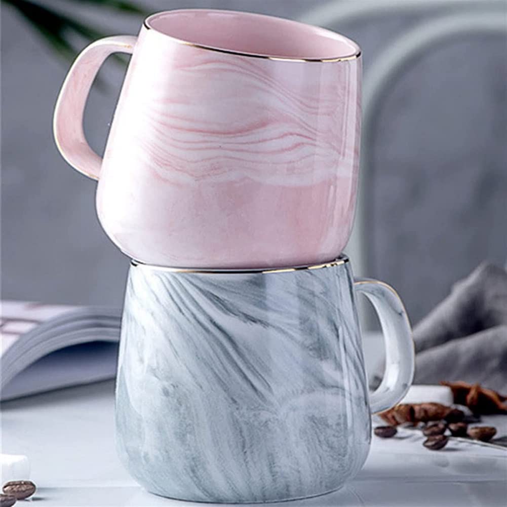 Porzellan Kaffeetasse mit Marmoroptik Keramikbecher Rosa 320ml elegant-YDoLimmer