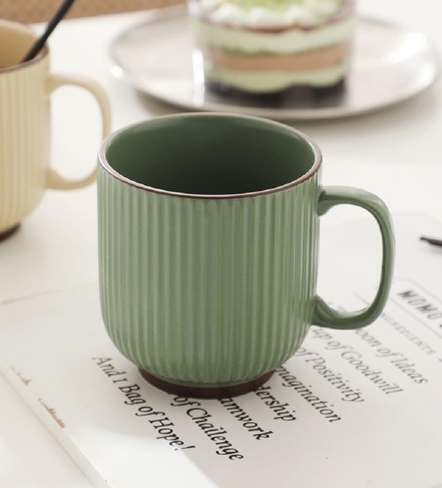 Huiyiwert Porzellan Kaffeebecher 380ml Kakaotasse mit Henkel Grün-Huiyiwert