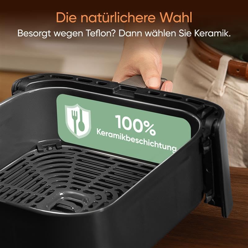 COSORI Turbo Tower Pro Smart Airfryer, 10,8L Keramikbeschichtung Heißluftfritteuse, DualBlaze-Technologie und WLAN-Steuerung, Silbergrau, Grau Silber