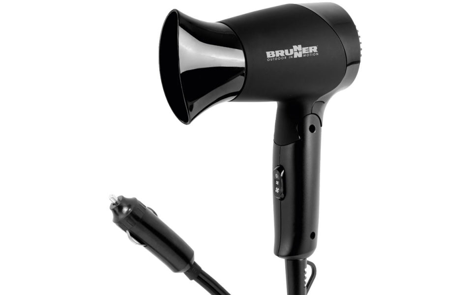 Haartrockner Monsun 12V Reise Fön mit Klappgriff und Zigarettenanzünder Stecker-Camping Pantheratec