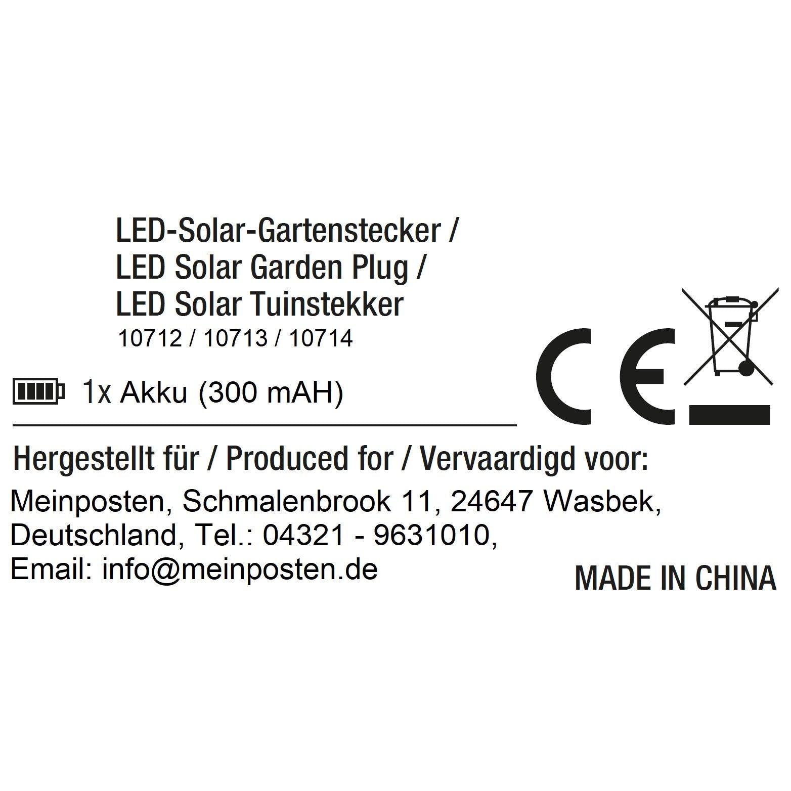 Solarleuchte mit beleuchteter Glaskugel aus Metall 90 cm hoch