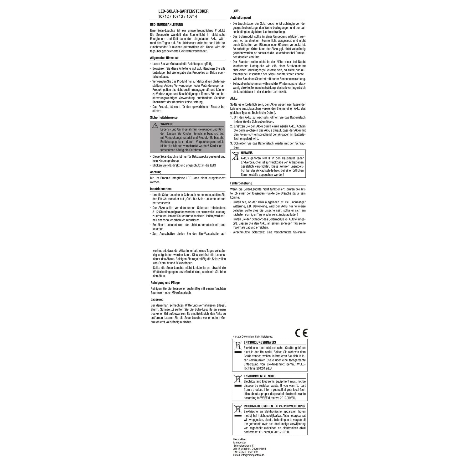Solarleuchte mit beleuchteter Glaskugel aus Metall 90 cm hoch