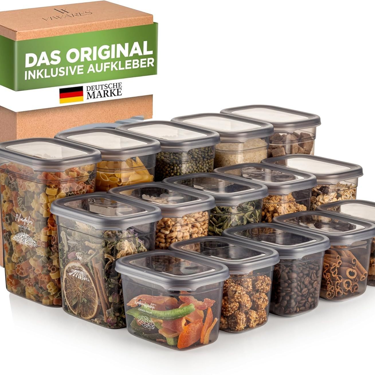 15-teiliges luftdichtes Aufbewahrungsdosen-Set mit Deckel für Küche-Yabubest - Home & More