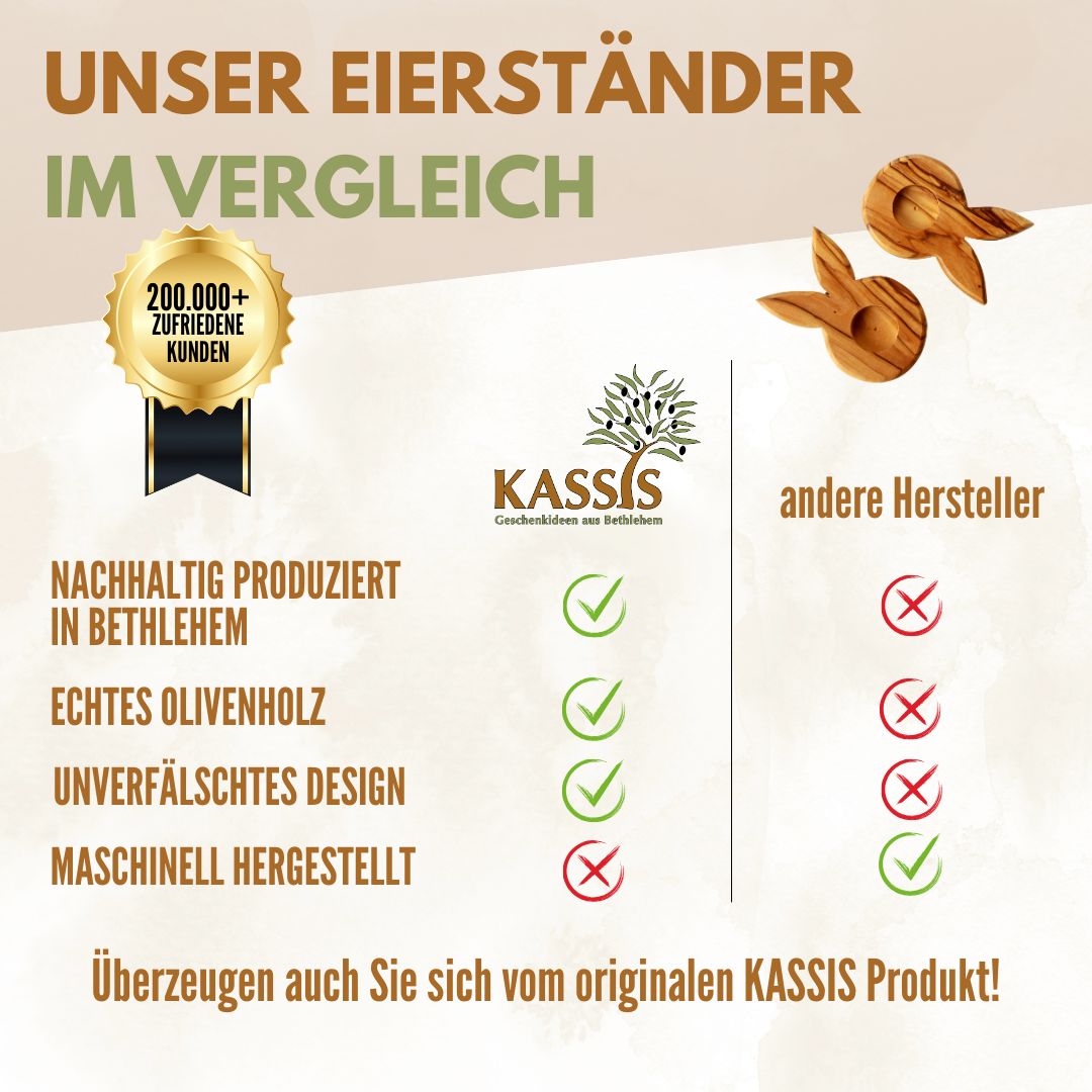 Dekorativer Eierständer Hase aus nachhaltig geerntetem Olivenholz