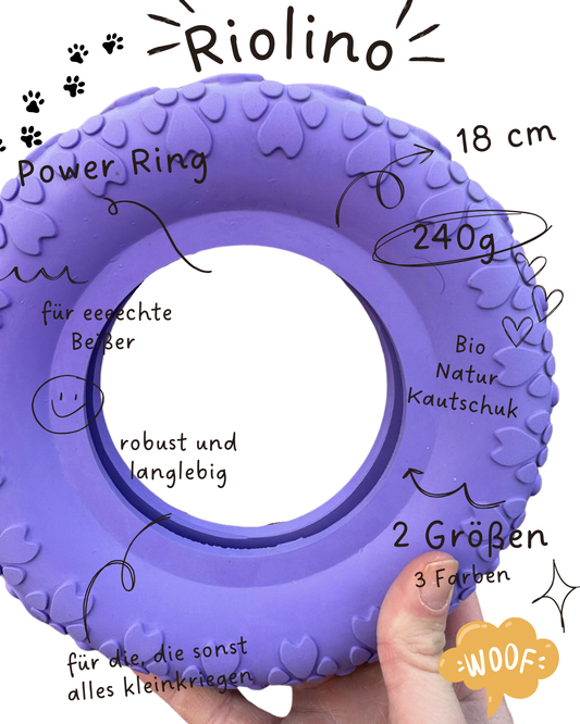 Riolino robuster Hundespielzeug Kauring aus Naturkautschuk mit Seil-Riolino