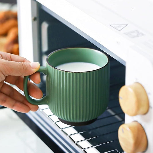 Huiyiwert Porzellan Kaffeebecher 380ml Kakaotasse mit Henkel Grün-Huiyiwert