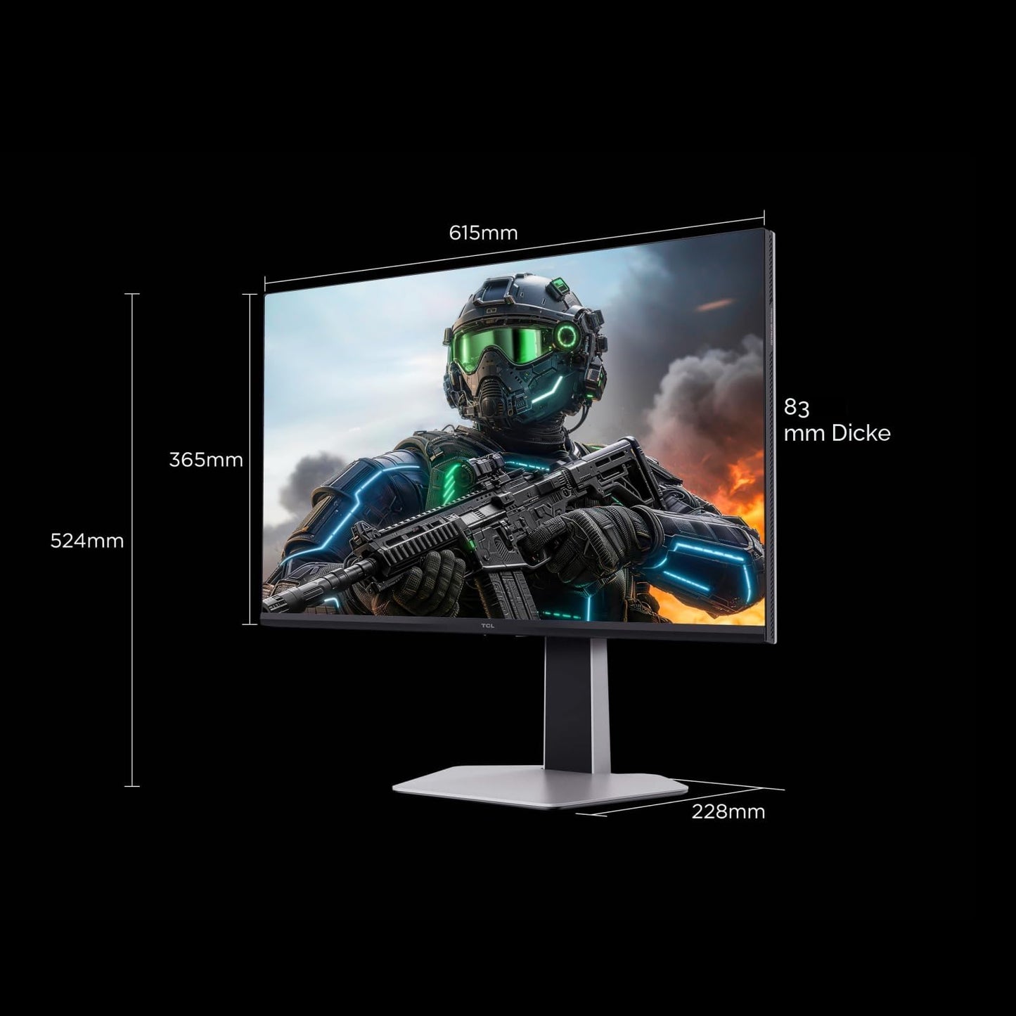 TCL Gaming Monitor 27 Zoll QD-Mini-LED 27G64, QHD-Auflösung, 180Hz, Fast-HVA-Panel, HDR 600 nits, 1ms GTG Reaktionszeit, AMD Freesync, Kompatibilität mit G-Sync