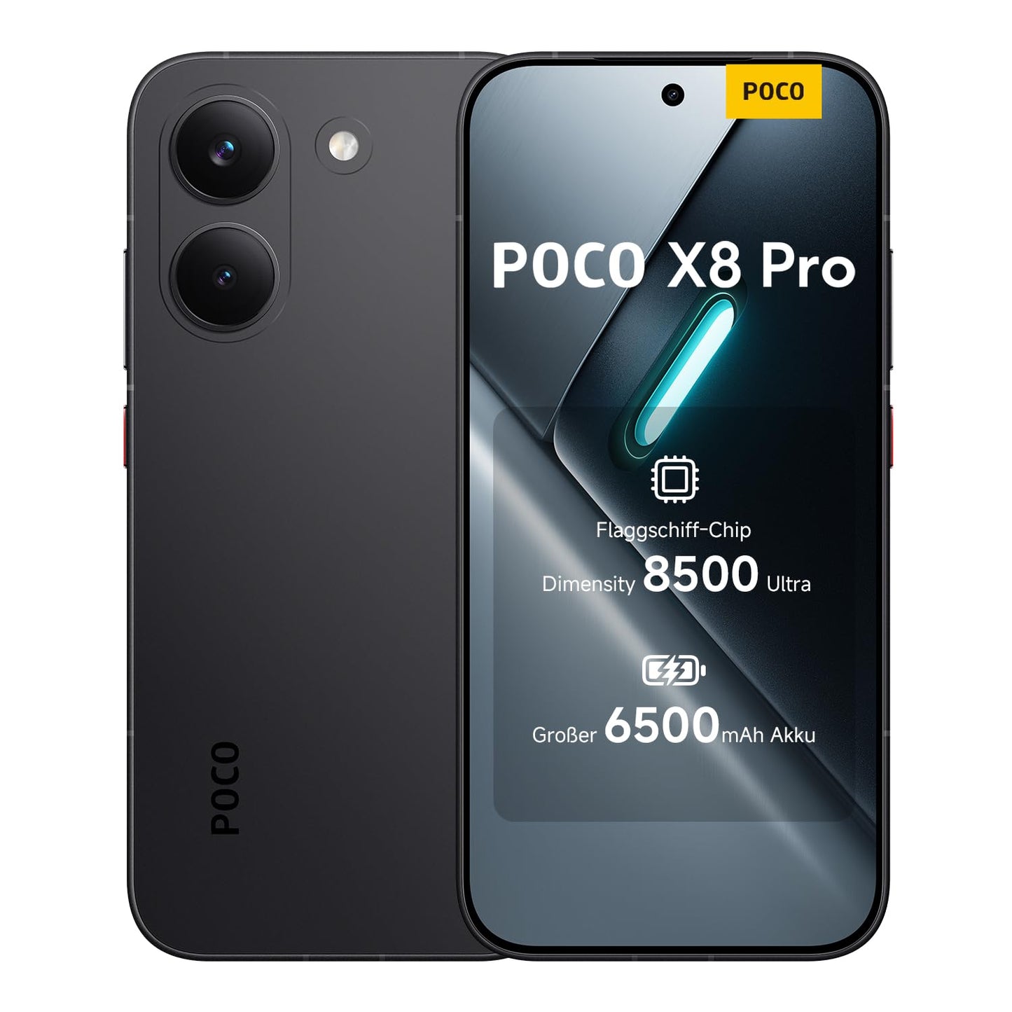 XIAOMI Poco X8 Pro Smartphone 8GB+256GB, Handy mit Android, Dimensity 8500-Ultra Prozessor, 6500mAh Akku, Ultra-helles AMOLED Display, 50MP Sony IMX882 Hauptkamera mit OIS, Schwarz, 3 Jahre Garantie