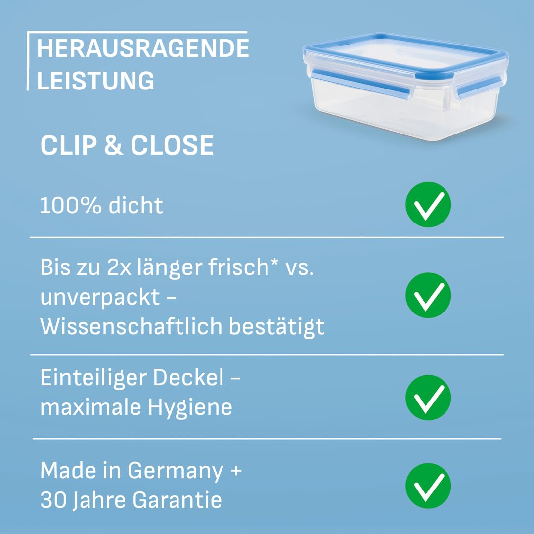 EMSA Clip & Close Frischhaltedose, Eiswürfelform, 22,6 x 16,5 x 4,9 cm, flexibler Boden, Aufbewahrungsbox, 100 Prozent dicht, spülmaschinen-, gefrier-, mikrowellenfest, Blau, Made in Germany, 514549