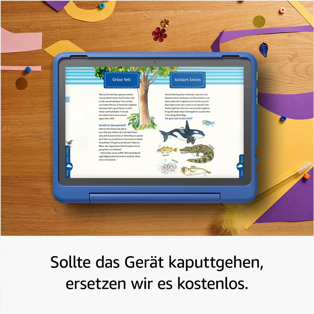 Fire HD 10 Kids Pro-Tablet (Neueste Generation), für Kinder ab dem Grundschulalter | 10-Zoll-Display, lange Akkulaufzeit, Kindersicherung und dünne Hülle | Version 2023, 32 GB, Happy-Day-Design