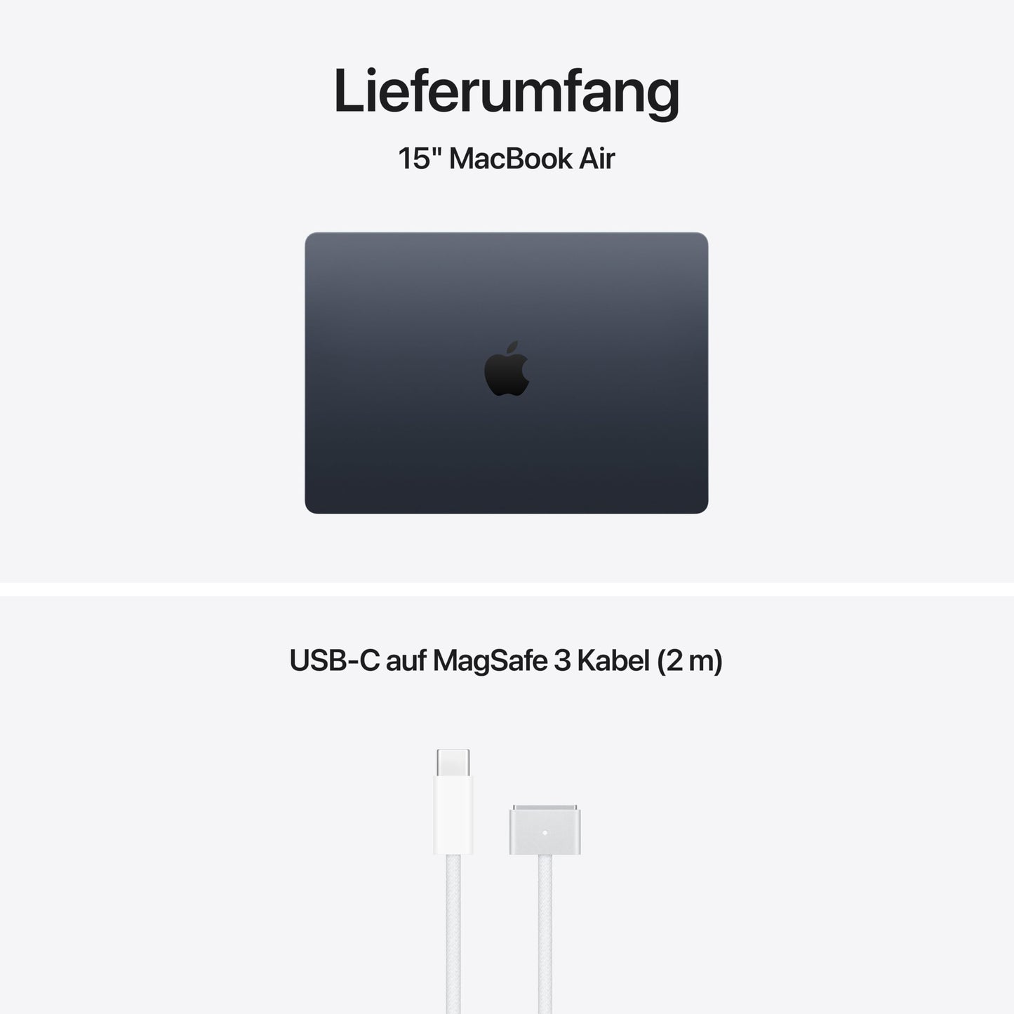 Apple 15" MacBook Air Laptop, M5 Chip mit 10‑Core CPU und 10‑Core GPU: Entwickelt für KI, 15,3" Liquid Retina Display, 16 GB gemeinsamer Arbeitsspeicher, 512 GB SSD, Touch ID, WLAN 7; Mitternacht