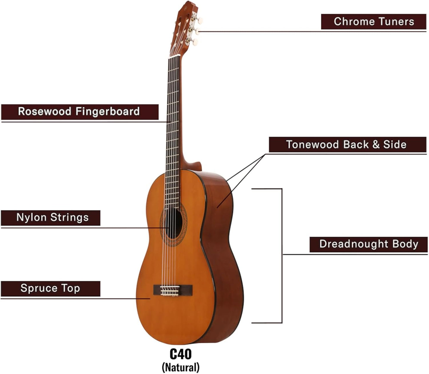 Yamaha C40 Konzertgitarre 4/4 – Premium-Klang für Anfänger