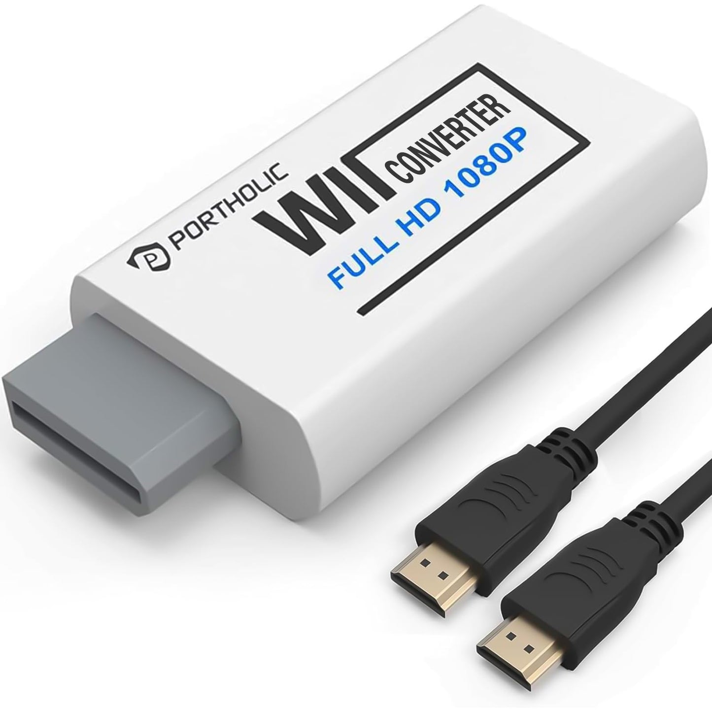 PORTHOLIC Wii Adapter HDMI Konverter mit 1080P und Audioanschluss Weiß-PORTHOLIC