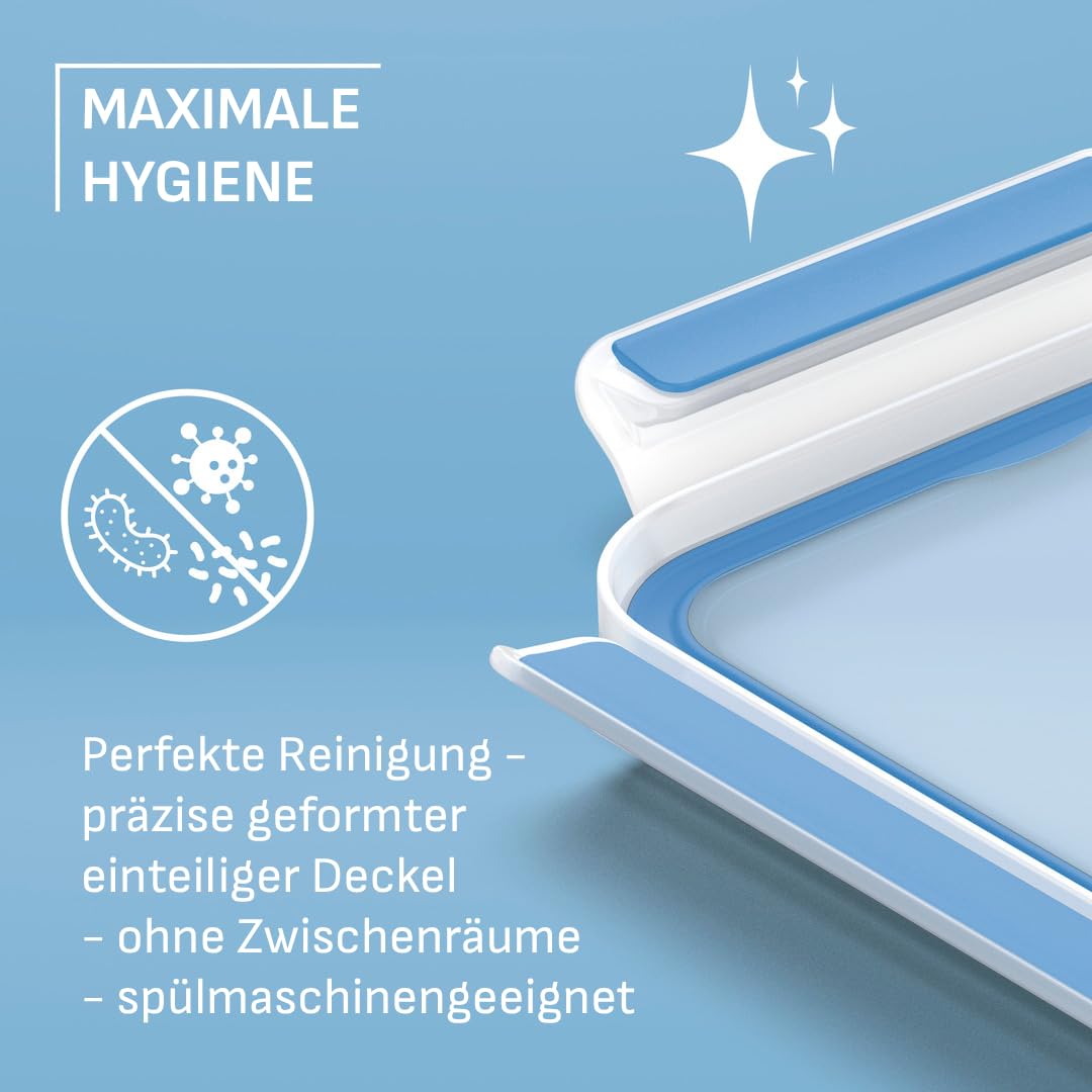EMSA Clip & Close Frischhaltedose, Eiswürfelform, 22,6 x 16,5 x 4,9 cm, flexibler Boden, Aufbewahrungsbox, 100 Prozent dicht, spülmaschinen-, gefrier-, mikrowellenfest, Blau, Made in Germany, 514549