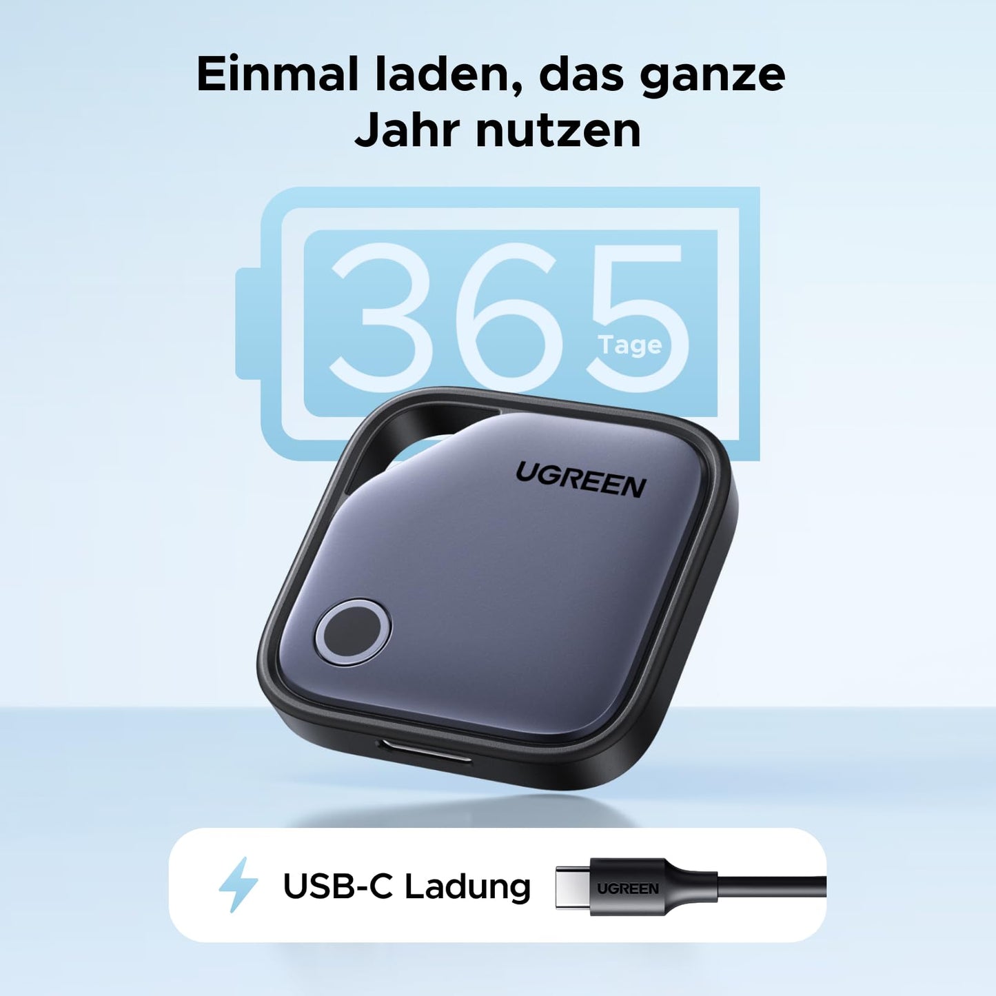 UGREEN FineTrack Duo 4 Pack für iOS & Android, USB C aufladbarer GPS Tracker kompatibel mit Apple Find My oder Google Find Hub, 12 Monaten Laufzeit, Schlüsselfinder für Backpack, Koffer, Pass usw.