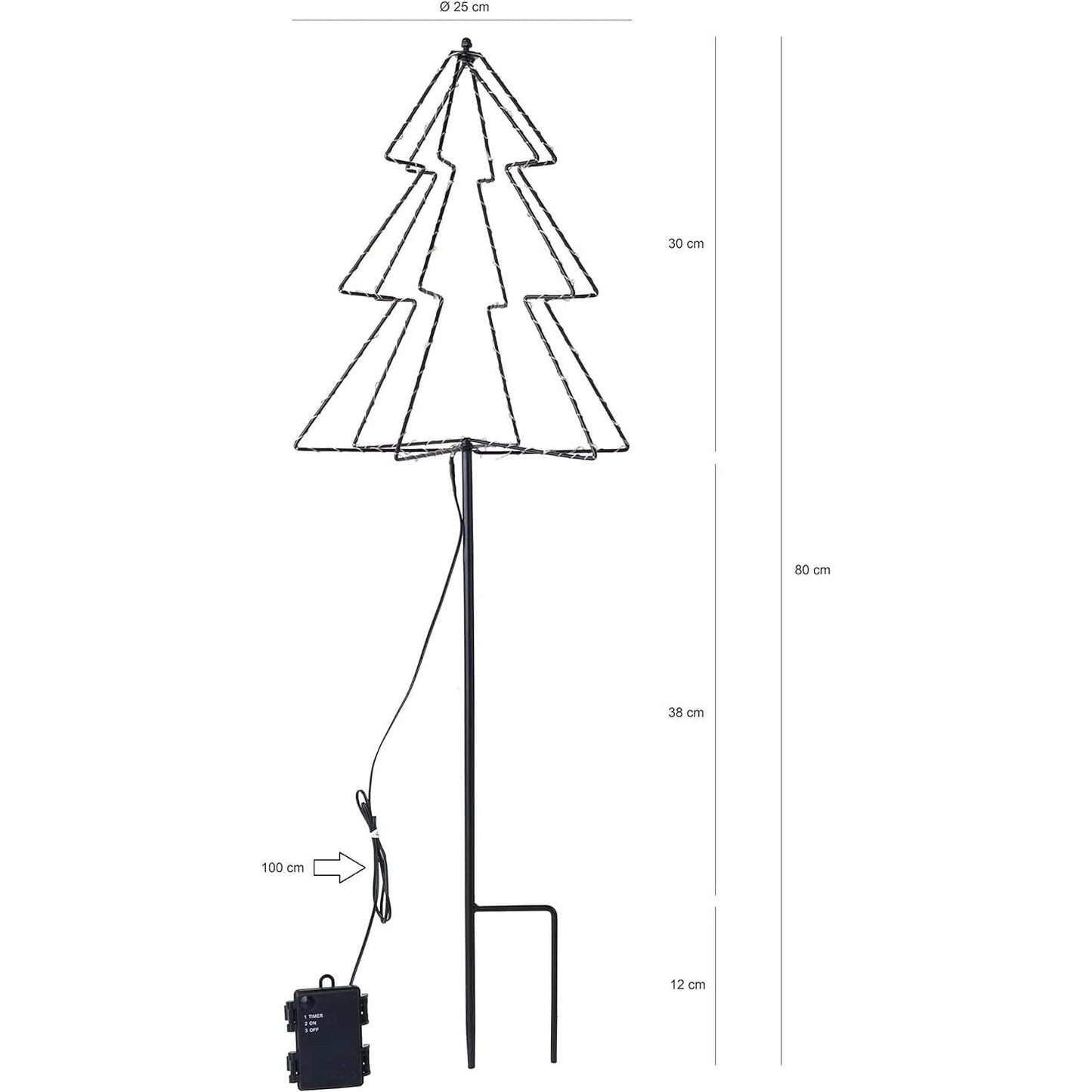 LED Gartenstecker Tannenbaum Weihnachtsbeleuchtung Beleuchtung Timer warmweiß