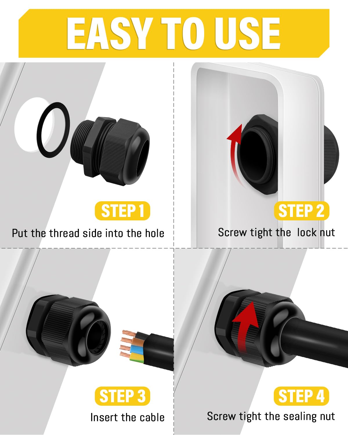 Vielseitiges 50 teiliges Kabelverschraubung Set IP68 Wasserdicht