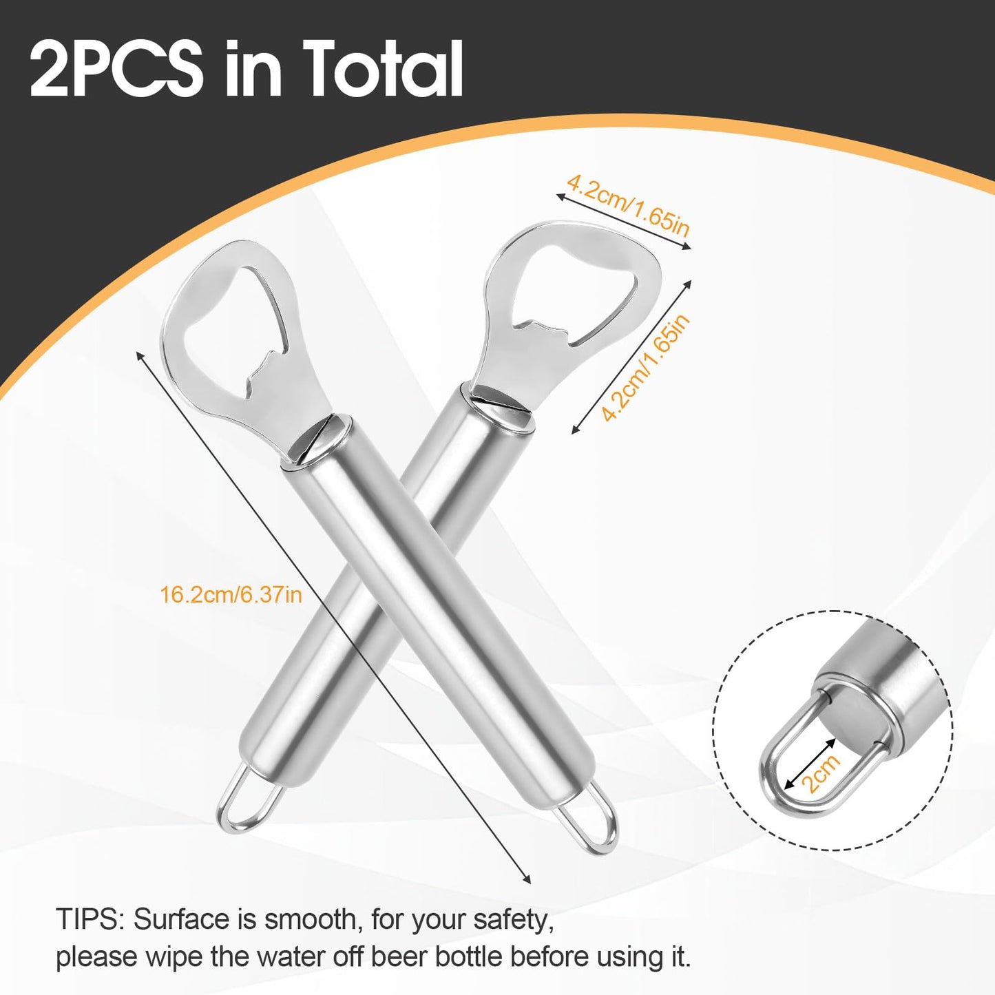 Flaschenöffner Edelstahl 2 Stück Bieröffner Komfortabler Griff Silber