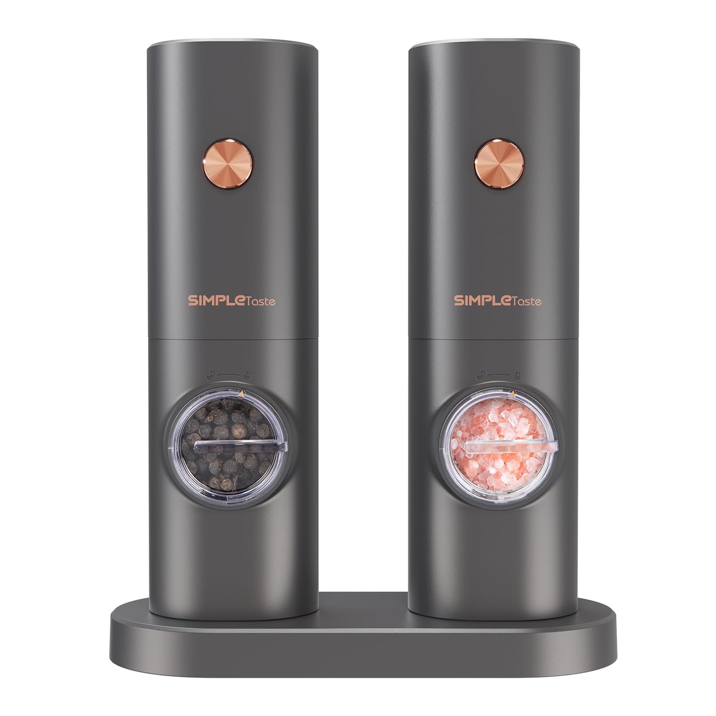 Elektrische Salz und Pfeffer Mühlen Set mit Keramikmahlwerk und LED Beleuchtung-SIMPLETASTE