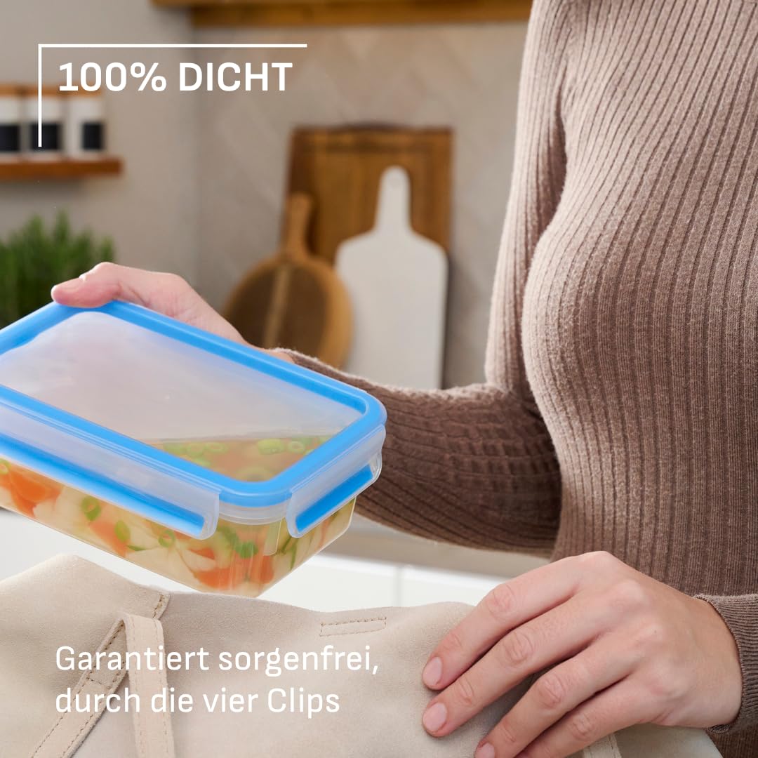 EMSA Clip & Close Frischhaltedose, Eiswürfelform, 22,6 x 16,5 x 4,9 cm, flexibler Boden, Aufbewahrungsbox, 100 Prozent dicht, spülmaschinen-, gefrier-, mikrowellenfest, Blau, Made in Germany, 514549