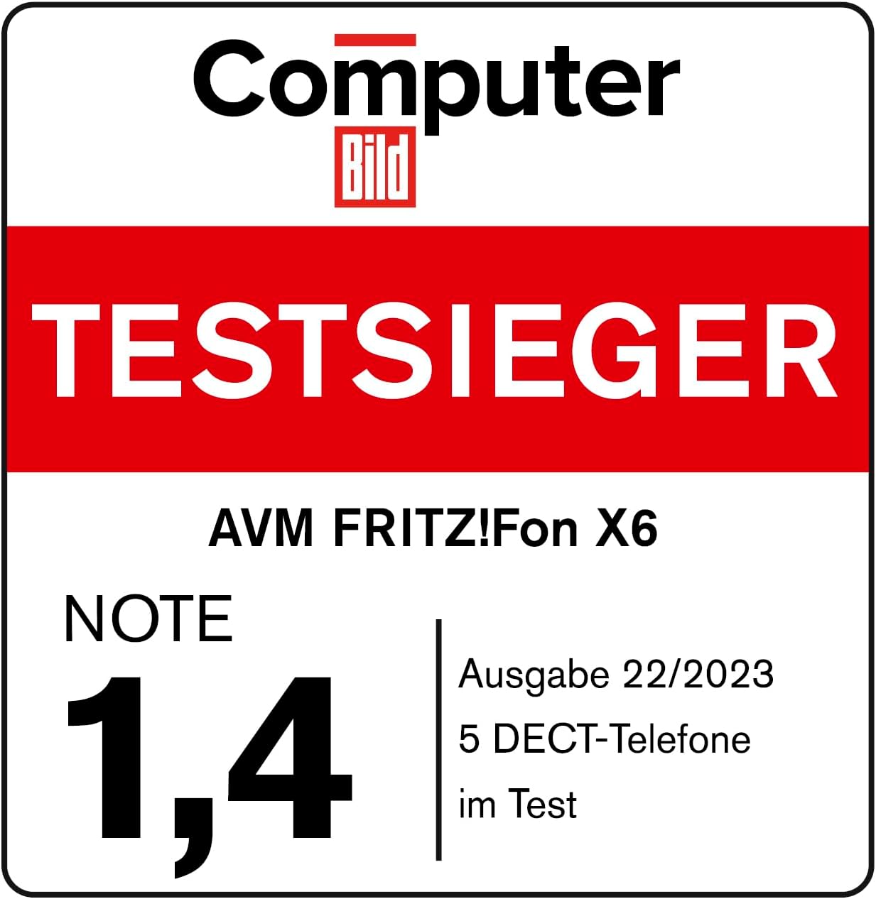FRITZ!Fon X6 Black DECT-Komforttelefon (hochwertiges Farbdisplay, HD-Telefonie, Full-Duplex-Freisprechen, Steuerung FRITZ!Box-Funktionen), schwarz, deutschsprachige Version