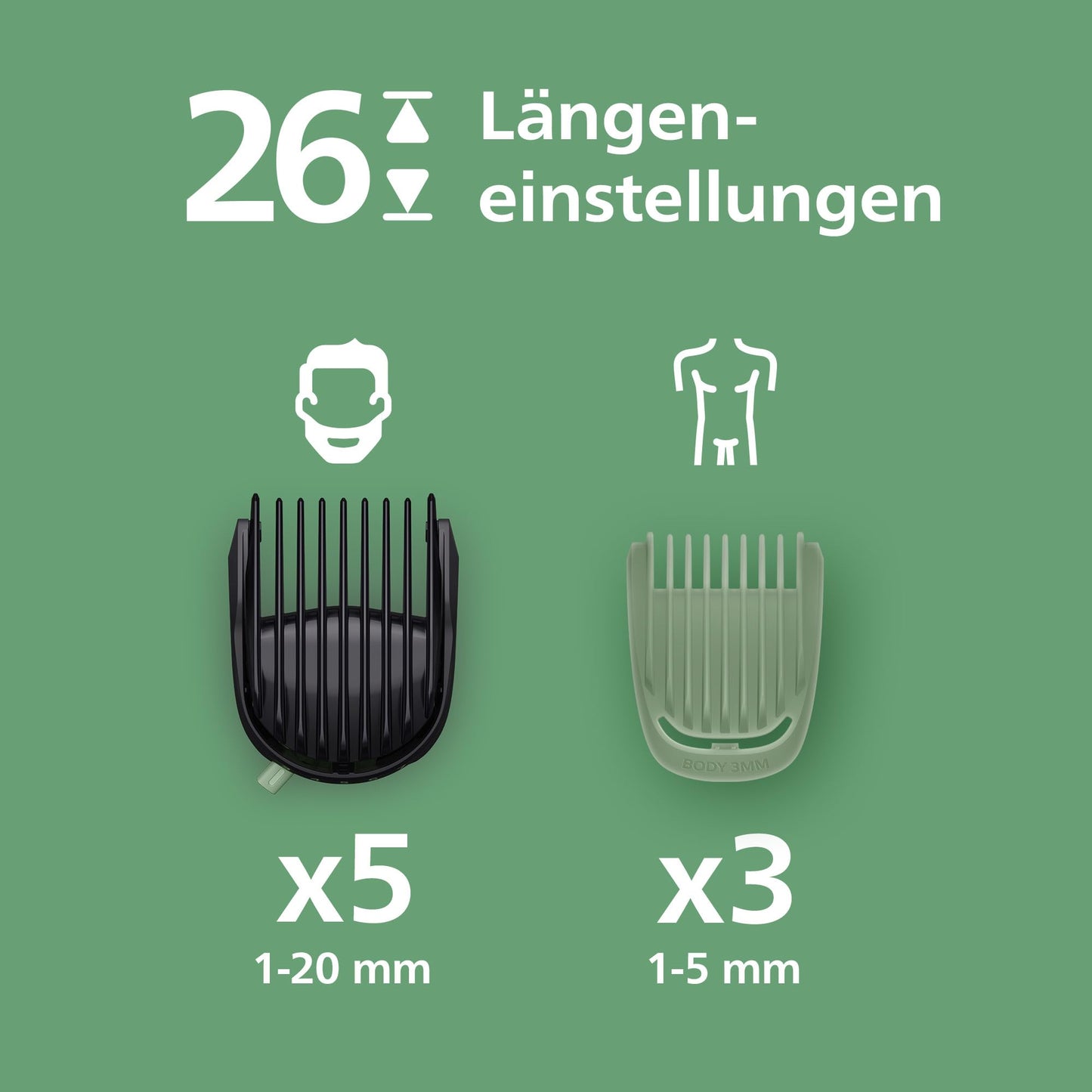 PHILIPS Multigroom Series 7000 All-in-One 17-teiliger Barttrimmer und Haarschneider für Gesicht, Kopf und Körper, selbstschärfende Metallklingen, 26 Längeneinstellungen (0,5-20 mm), Modell MG7961/15