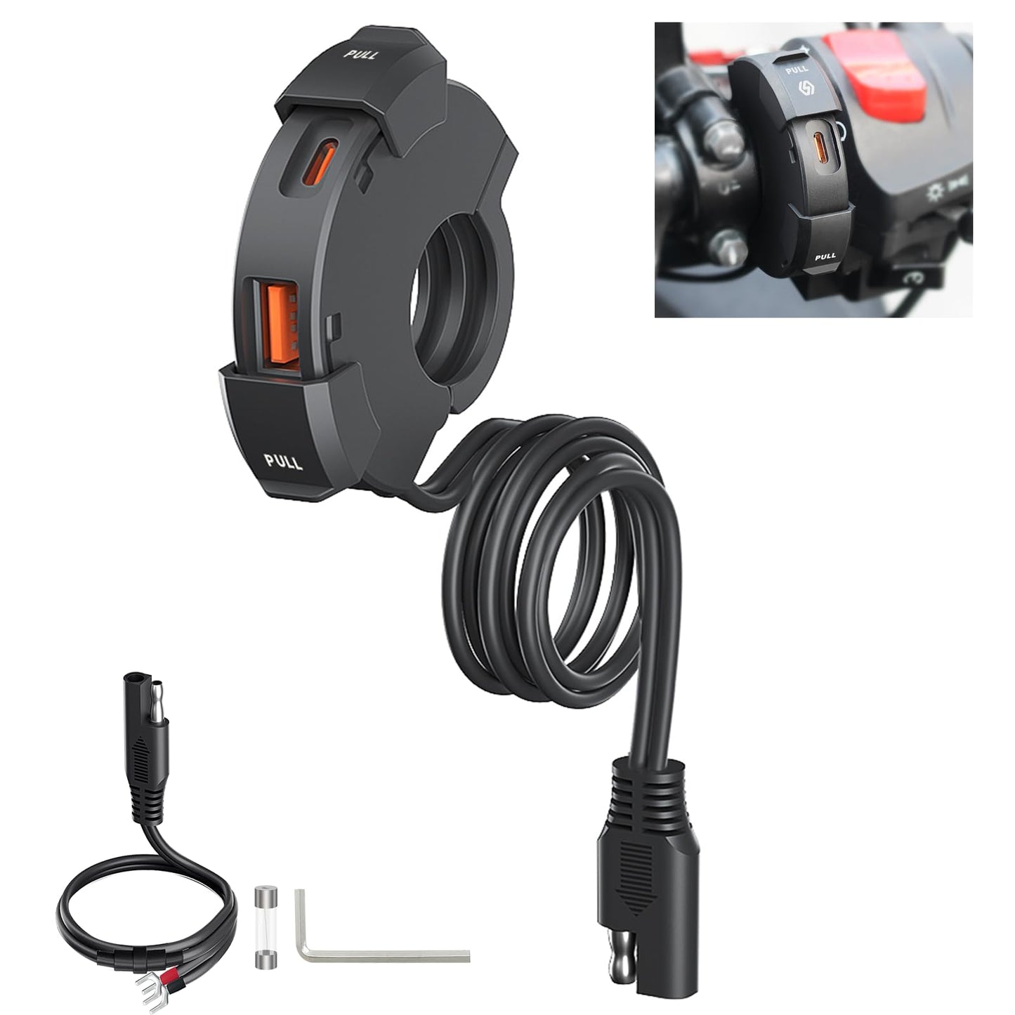 USB C Steckdose 12V Motorrad Ladegerät 48W Wasserdicht IP65