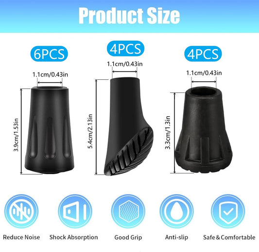 16er Set Gummipuffer für Wanderstöcke 11mm zuverlässig robust