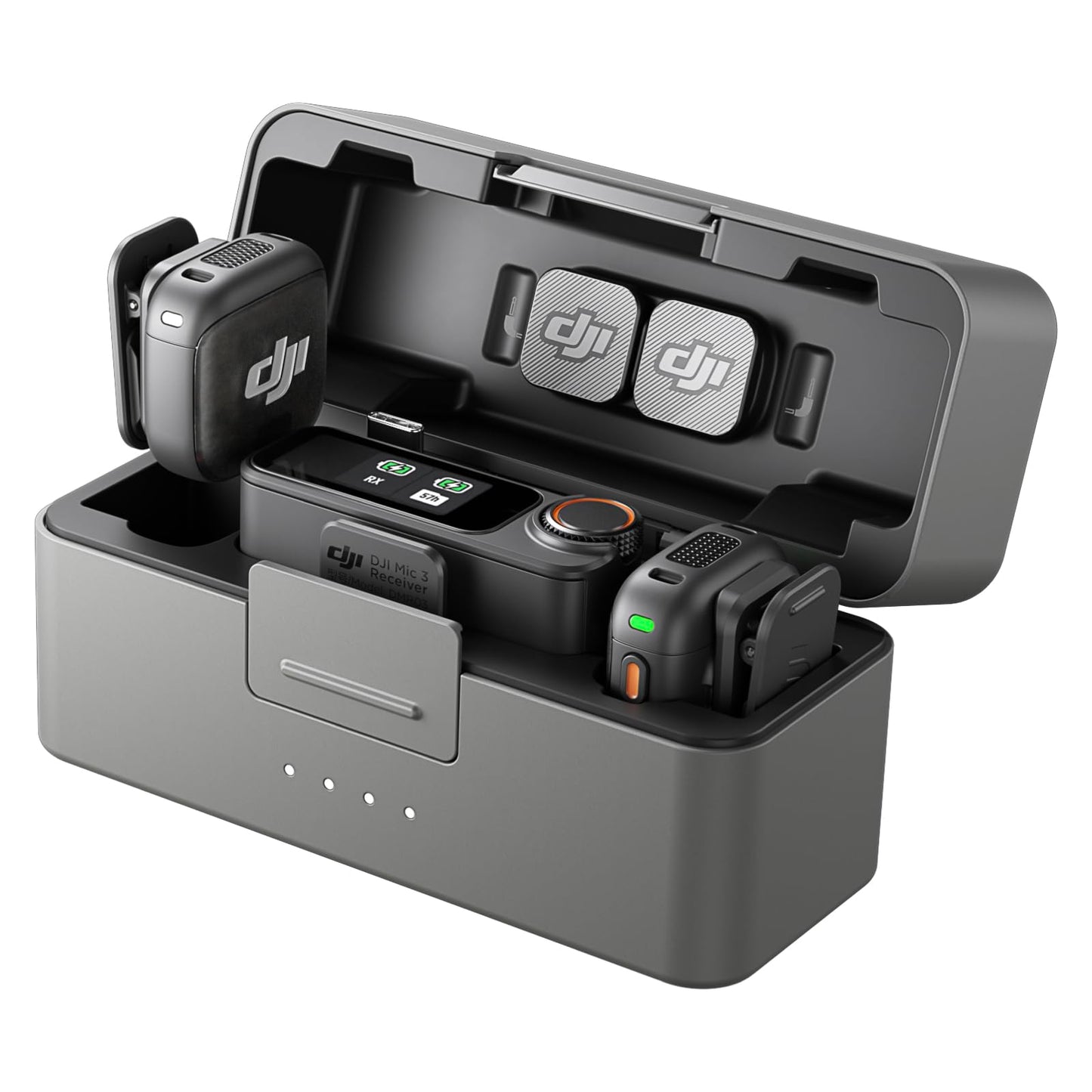 DJI Mic 3 (2 Sender + 1 Empfänger + Ladeschale), Funkmikrofon für iPhone/Kamera/Android, Ultraleicht, Adaptive Gain-Steuerung für ausgewogene Lautstärke, 28 Std. Nutzung, Vlog