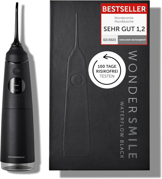 "Für strahlendes Lächeln: Ultimate Black Munddusche mit effizienter Reinigung"