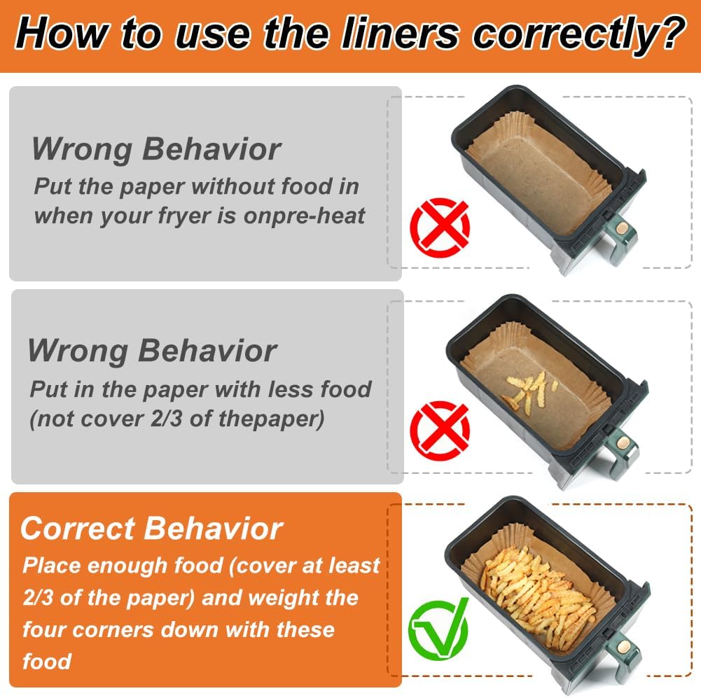 Praktische Backpapier Einlagen für Heißluftfritteuse 100 Stück