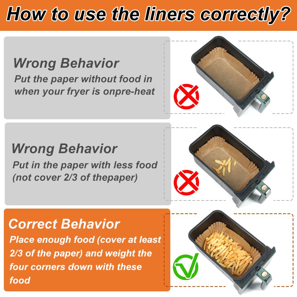 Praktische Backpapier Einlagen für Heißluftfritteuse 100 Stück
