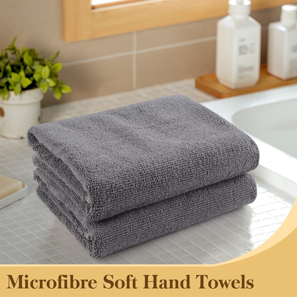 Mikrofaser Handtuch 2er-Pack 40x70 cm Weich Hochsaugfähig Grau