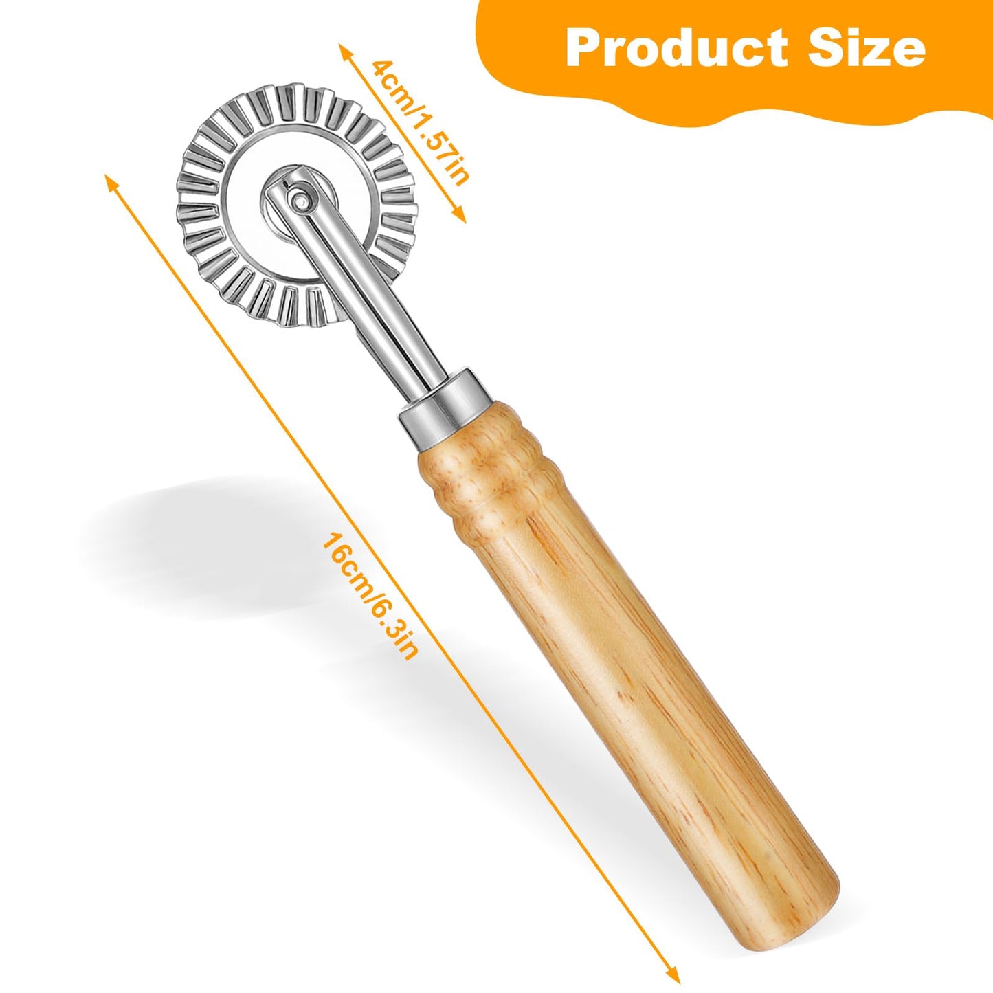 Nudelschneiderrad Gezahnter Teigrad Pizzaschneider Roller Holzgri