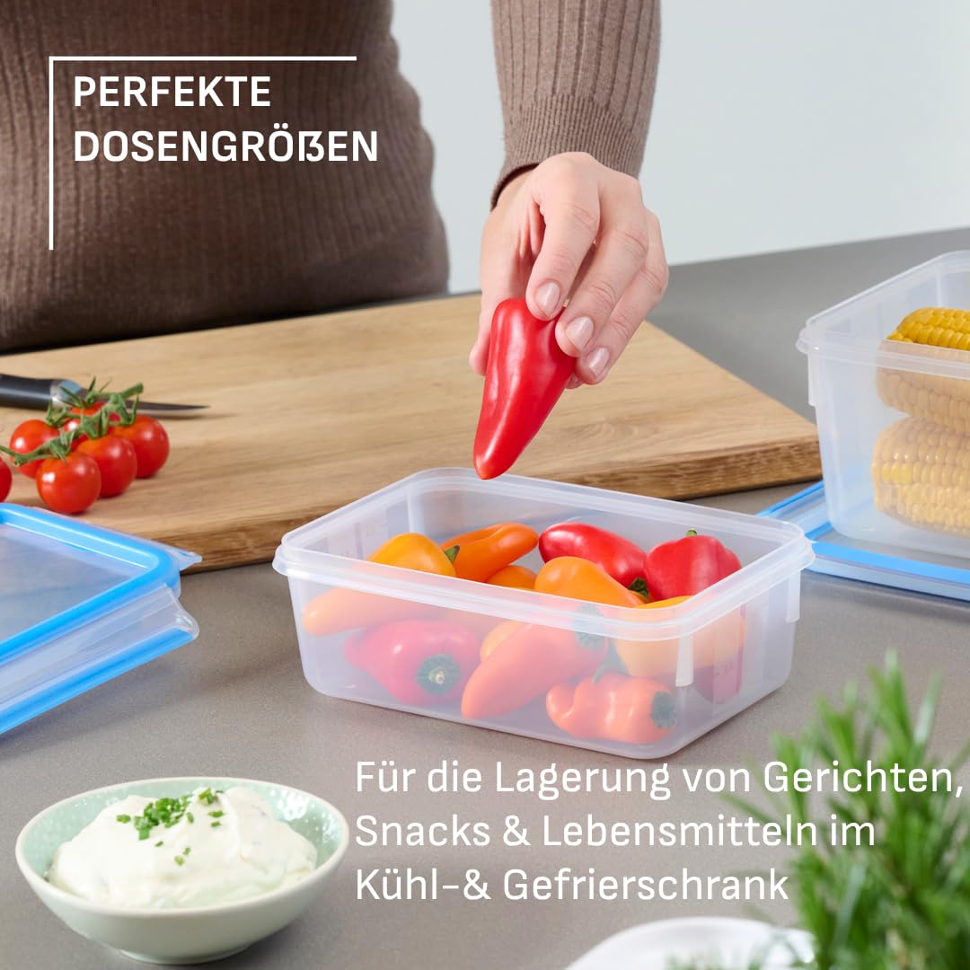 EMSA Clip & Close Frischhaltedose, Eiswürfelform, 22,6 x 16,5 x 4,9 cm, flexibler Boden, Aufbewahrungsbox, 100 Prozent dicht, spülmaschinen-, gefrier-, mikrowellenfest, Blau, Made in Germany, 514549