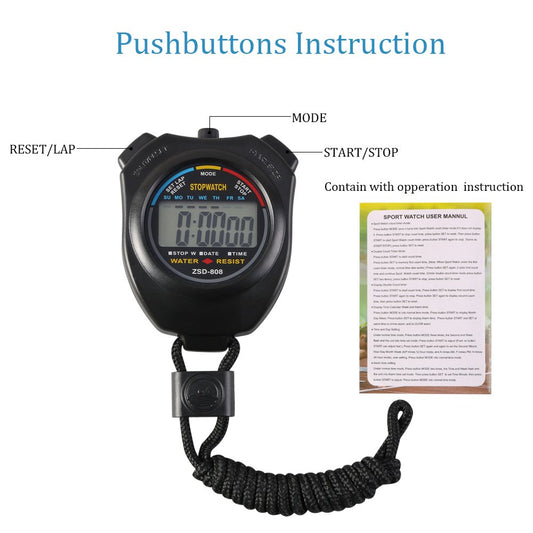 Multifunktionale digitale Sport Stoppuhr mit Edelstahl Pfeife