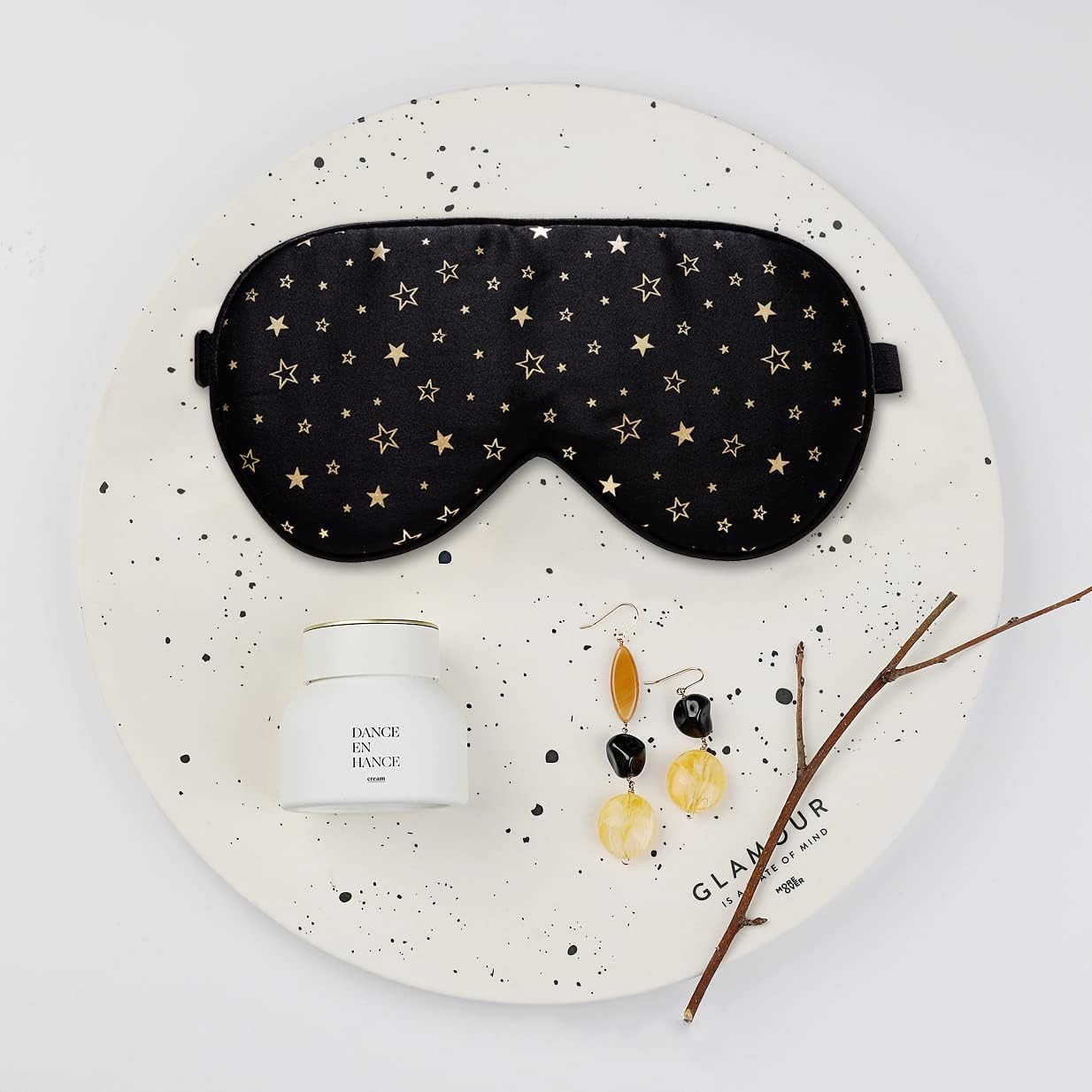 100 Prozent Seiden Schlafmaske mit verstellbaren Bändern goldenstern