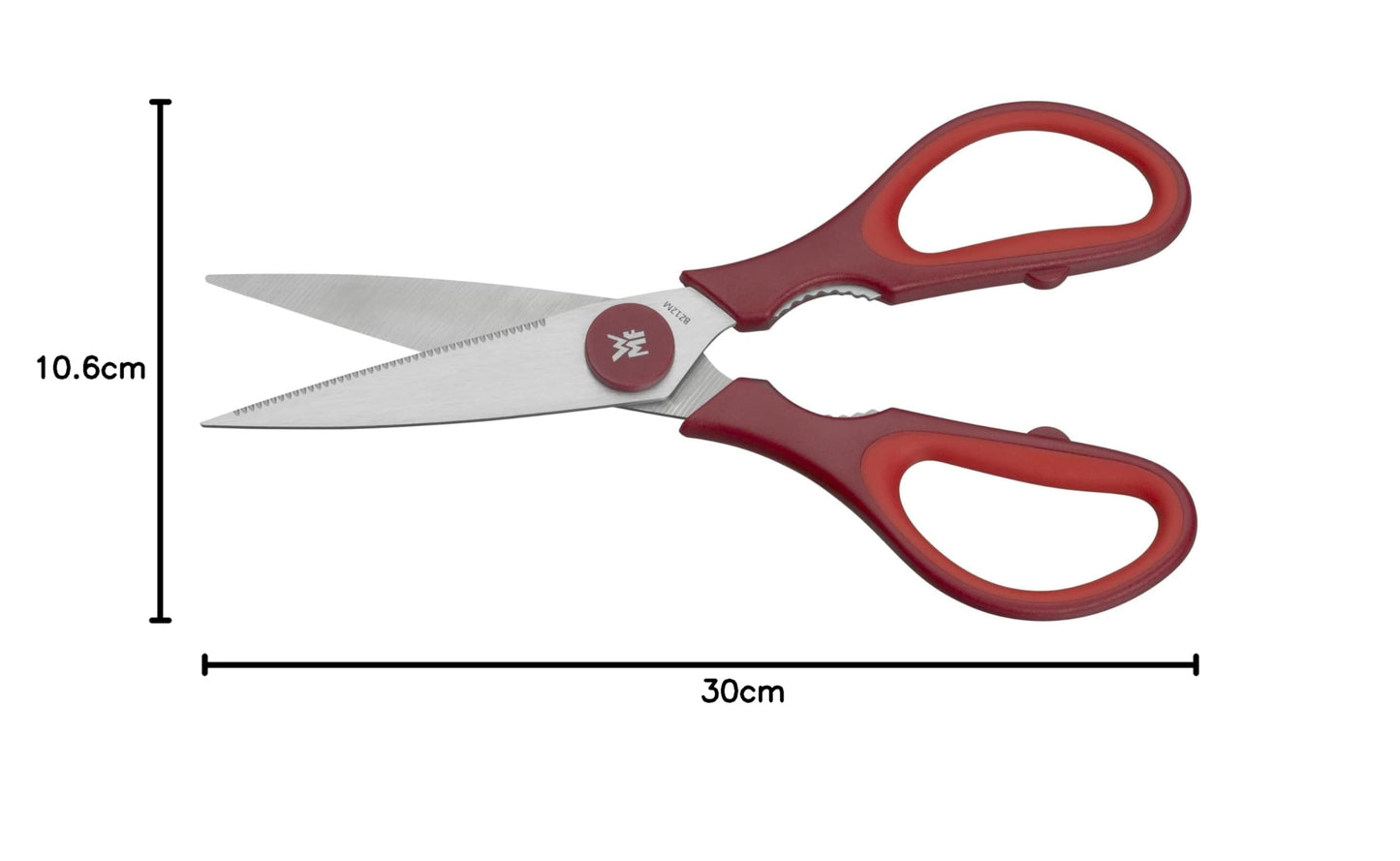 WMF Touch Küchen Allzweckschere 21 cm mit Sägeschliff rot