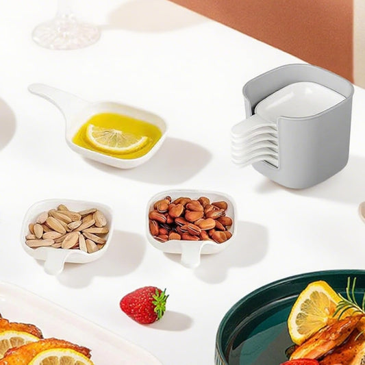 Praktisches 7-teiliges Gewürzschalen Set mit Regal in Weiß