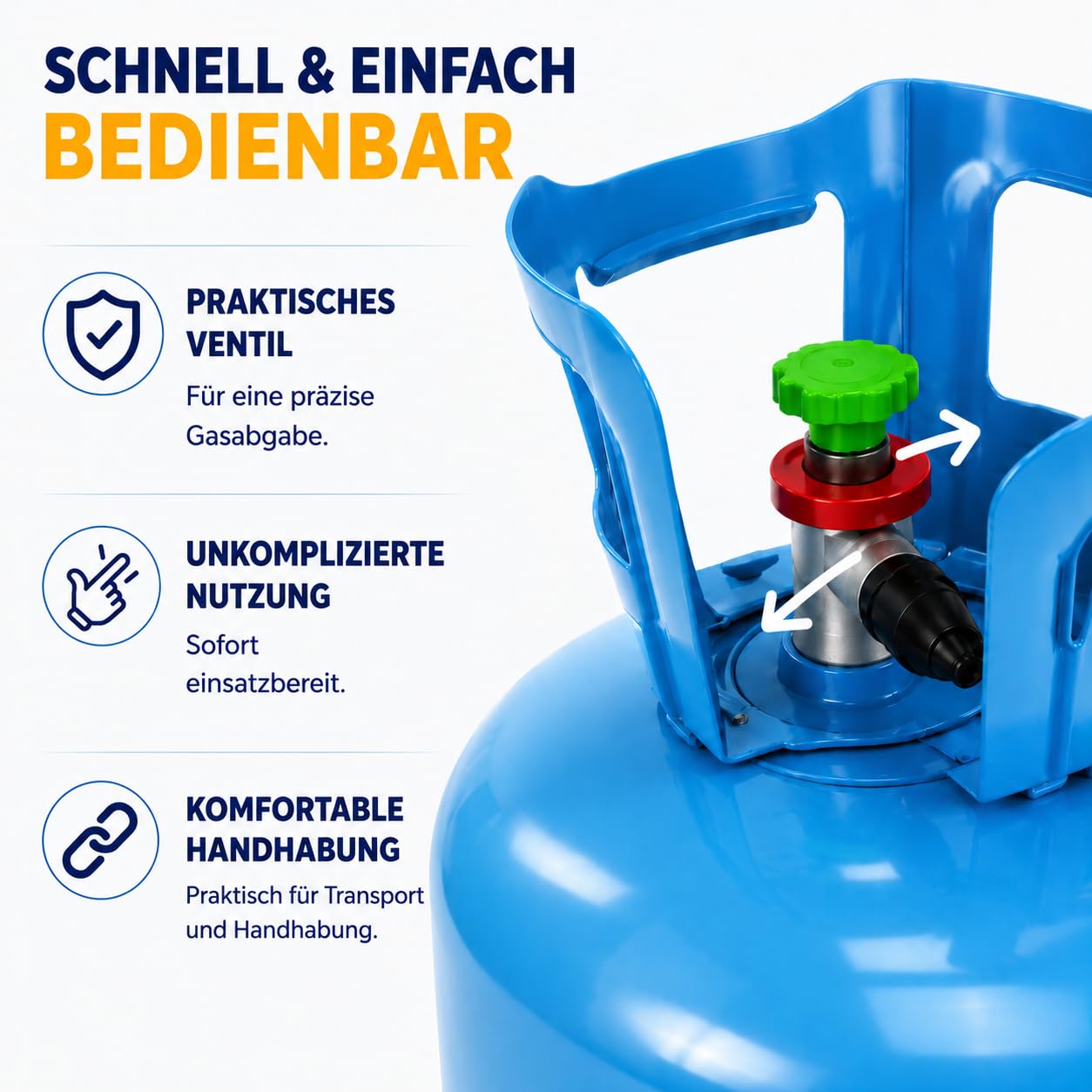 Ballongas [für 20 Luftballons]– Helium Balloon Gas für bis zu [20 Luftballons] – Ballongas - Helium Gasflasche klein inkl. STAHLMANN ® Informationsblatt