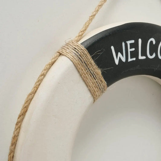 Maritimes Wandbild Rettungsring aus Holz und Jute 20 cm