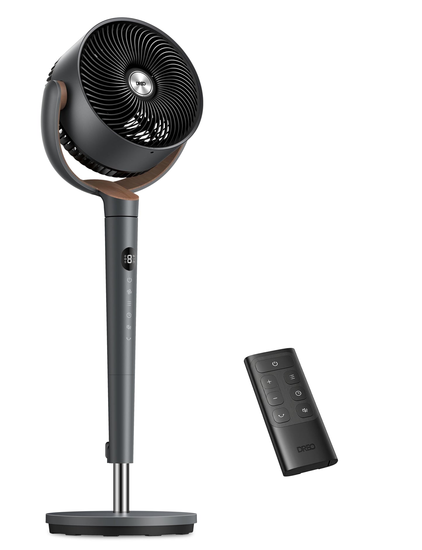 DREO Standventilator sehr leise, Ventilator groß mit Fernbedienung, 20dB Silent Ventilator mit DC-Motor, 120° Oszillierend, 4 Modi, 94-107cm höhenverstellbar, Bodenventilator, TurboPoly Fan 512, Grau