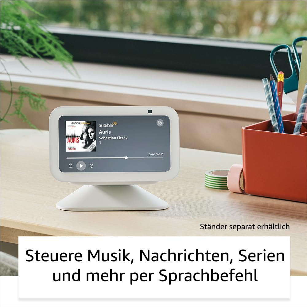 Echo Show 5 (Neueste Generation) | Kompakter smarter Touchscreen zum Steuern deines Smart Homes und mehr | Graublau, mit Alexa+ Early Access (Packung mit 2)