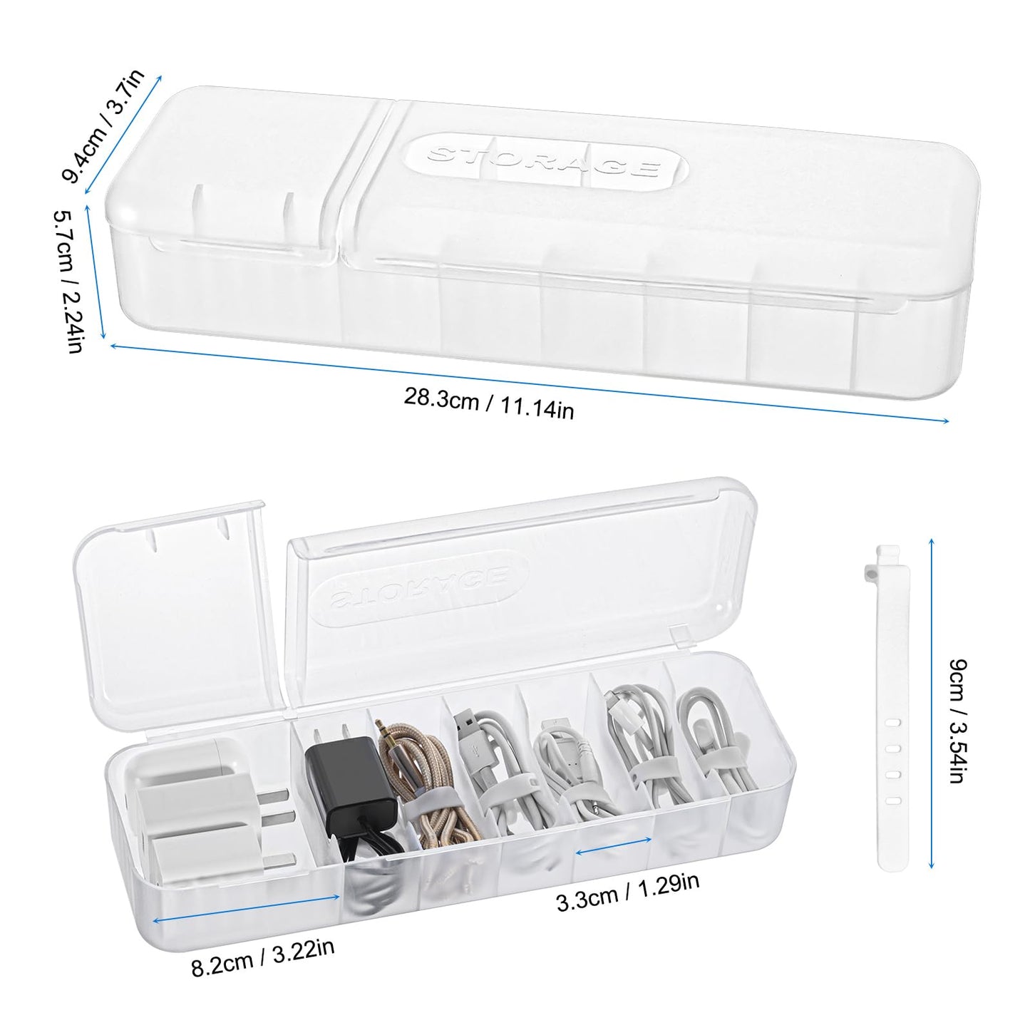 2er Set Kabel Organizer Box zur flexiblen Kabelaufbewahrung und Sortierung schwarz-MumdoYAL