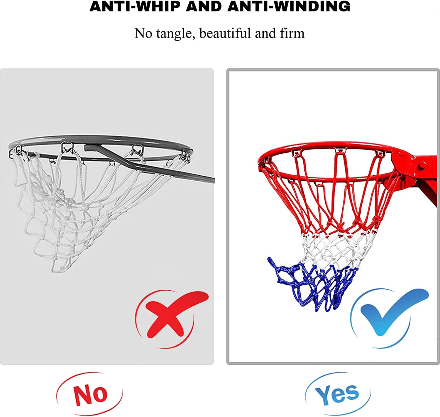 Robustes 2er Basketballnetz Set für Outdoor und Indoor in Standardgröße 50 cm-PIQIUQIU